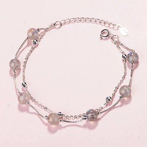 *925 Sterling Silver Layered Moonstone Bracelet